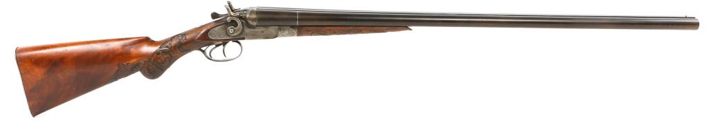 BELGIAN RICKARD 12 GAUGE SBS HAMMER SHOTGUN: BELGIAN RICKARD 12 GAUGE SBS HAMMER SHOTGUN Belgian 12 gauge double barrel, SBS "Rickard" hammer shotgun, in hard carry case. "12" over "C" in diamond choke marking. Liege markings, with barrels stamp
