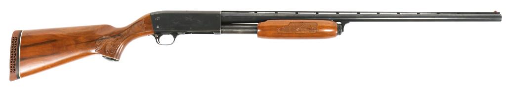 ITHACA M87 FEATHERLIGHT 12 GA MAGNUM SHOTGUN: ITHACA M87 FEATHERLIGHT 12 GA MAGNUM SHOTGUN Ithaca model 87 Featherlight 12 gauge magnum pump-action shotgun. 2.75"-3" chamber. No visible choke markings. Checkered walnut stock, and blued finish. Do
