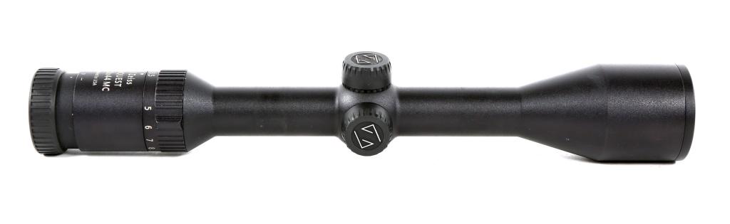 CARL ZEISS CONQUEST MODEL 3.5-10X44MC RIFLE SCOPE: CARL ZEISS CONQUEST MODEL 3.5-10X44MC RIFLE SCOPE Carl Zeiss Conquest model 3.5-10x44MC rifle scope. Second focal plane. Duplex reticle. Serial number 2755344. Zeiss lens cover. Size / Gauge: 3.5-10x4