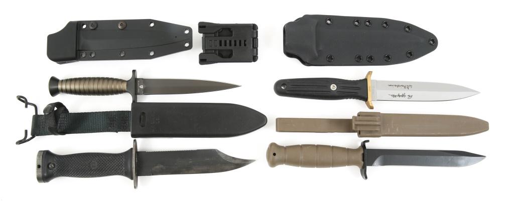 BOKER GLOCK TACTICAL BAYONET & DAGGERS LOT OF 4: BOKER GLOCK TACTICAL BAYONET & DAGGERS LOT OF 4 1- Boker Solingen tactical fighting dagger etched "Rex Applegate W. Fairbairn" on spear point dagger blade. 5.5'' blade, 11'' total length. 1- GLOCK 78 