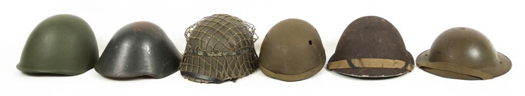 WORLD MILITARY ARMY COMBAT HELMET LOT OF 6: WORLD MILITARY ARMY COMBAT HELMET LOT OF 6 World Military Army combat helmet, lot of 6. Includes 2- British; 1- DDR; 1- West German; 1- Cze; 1- Austrian M1.