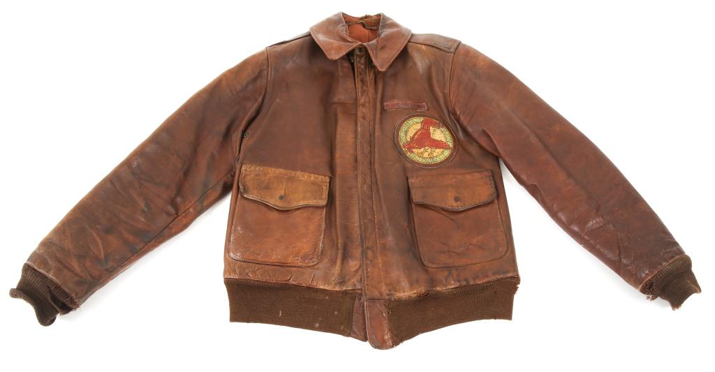 WWII 15th AAF 37th PHOTO RECON SQ A2 FLIGHT JACKET: WWII 15th AAF 37th PHOTO RECON SQ A2 FLIGHT JACKET WWII US Army 15th Air Force, 37th Photographic Reconnaissance Squadron, 5 PRG Major A-2 leather flight jacket. Name tag reads " A. Becker ". One piec