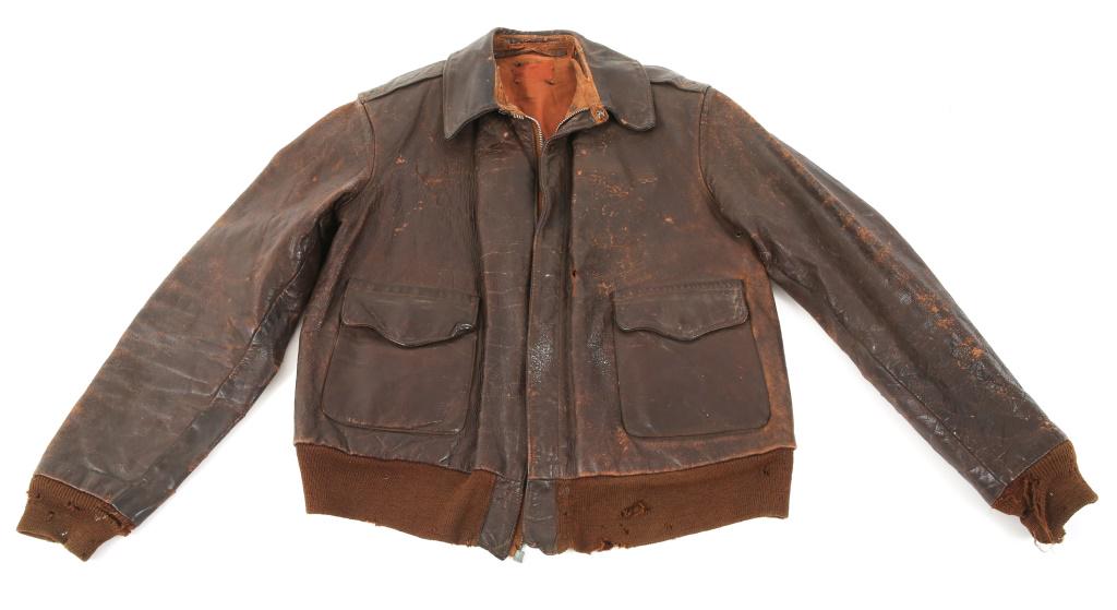 WWII US AIR FORCE NAMED A2 LEATHER FLIGHT JACKET: WWII US AIR FORCE NAMED A2 LEATHER FLIGHT JACKET WWII US Army Air Force Type A-2 leather flight jacket. Stamped " Myron Seiker 0704138 " in small letters inside the linen. Size: 36
