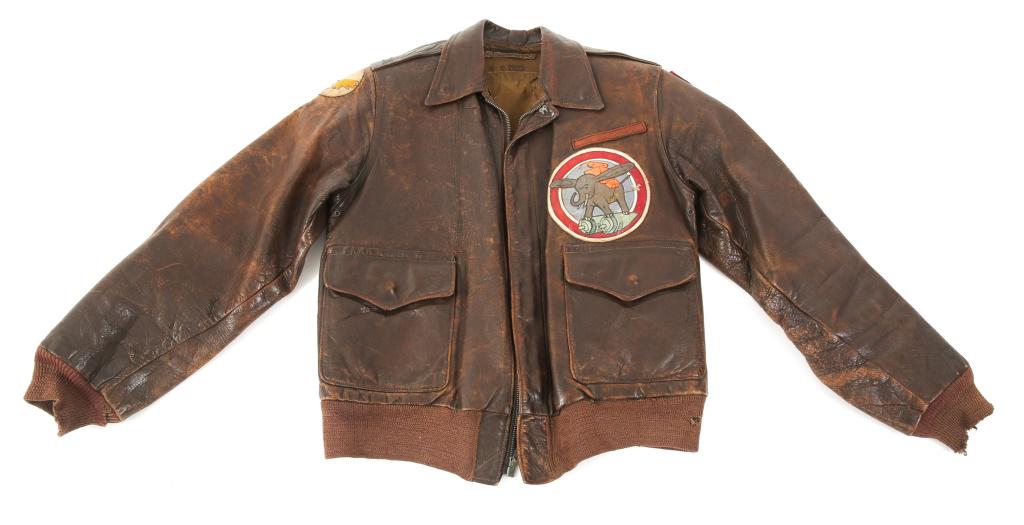 WWII USAAF COMBAT CARGO SQUADRON A2 FLIGHT JACKET: WWII USAAF COMBAT CARGO SQUADRON A2 FLIGHT JACKET WWII US Army Air Force CBI, 14th Combat Cargo Squadron named A-2 leather flight jacket. Name tag reads "R.R Reynolds ", name and serial " R-7823 " als