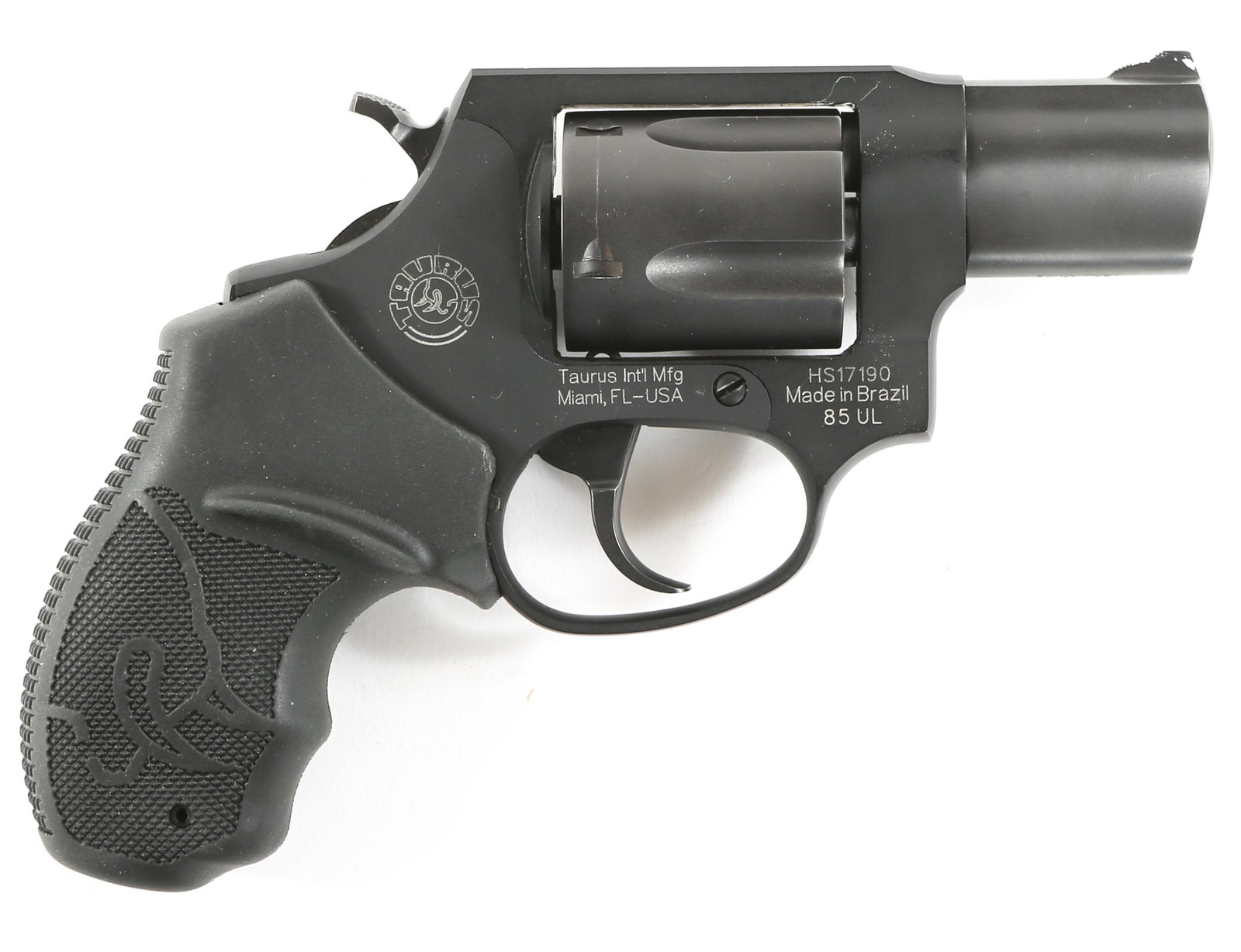 TAURUS MODEL 85 UTLRA-LITE .38 SPL REVOLVER: TAURUS MODEL 85 UTLRA-LITE .38 SPL REVOLVER Taurus model 85 Ultra-Lite .38 SPL 5-shot revolver. Black Taurus rubber grip and aluminum frame with black finish. Caliber / Gauge: .38 SPL Barrel Length: 2