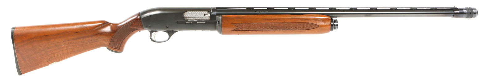 SEARS ROEBUCK MODEL 66 12 GA SEMI-AUTO SHOTGUN: SEARS ROEBUCK MODEL 66 12 GA SEMI-AUTO SHOTGUN Sears Roebuck model 66 12 gauge semi-automatic shotgun. Vent-rib barrel, with adjustable choke. 2.75" chamber. Checkered walnut stock and blued finish. M