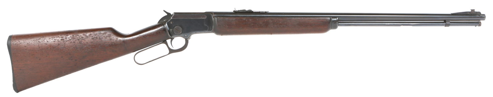 MARLIN MODEL 39A LEVER ACTION RIFLE .22 CALIBER: MARLIN MODEL 39A LEVER ACTION RIFLE .22 CALIBER Marlin Model 39A lever action rifle. Chambered in .22 S-L-LR. Manufactured in 1953. JM mark on barrel. Caliber / Gauge: .22 S-L-LR Barrel Length: 23.5' 