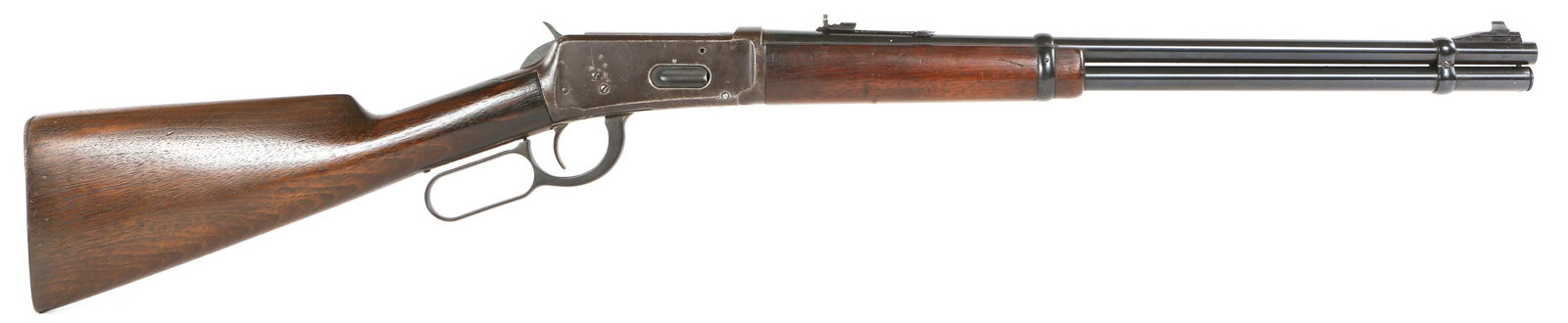 WINCHESTER M1894 .30-30 WIN LEVER ACTION RIFLE: WINCHESTER M1894 .30-30 WIN LEVER ACTION RIFLE Assembled Winchester Model 1894 .30-30 Win lever action rifle. Manufactured in 1908. Saddle ring affixed. New Winchester model 94 barrel and magazine tub