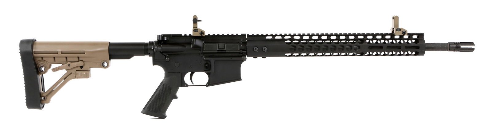 ANDERSON MANUFACTURING MODEL AM-15 RIFLE: ANDERSON MANUFACTURING MODEL AM-15 RIFLE Anderson Manufacturing Model AM-15 multi caliber rifle. Omega adjustable Mil-Spec stock. Micro low profile gas block. Mid length stainless steel gas tube. Gunt