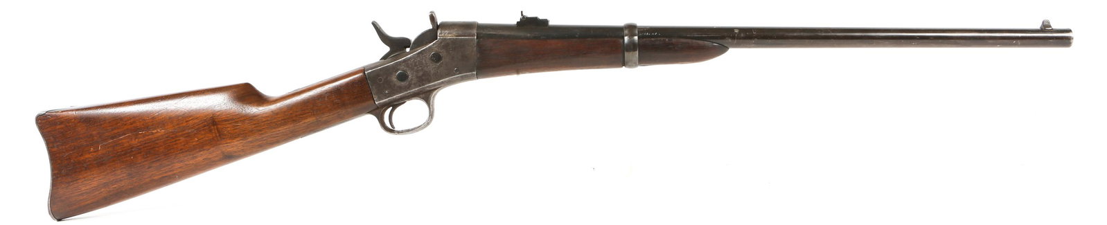 US REMINGTON MODEL 1867 .50-45 CARBINE: US REMINGTON MODEL 1867 .50-45 CARBINE US Remington model 1867 .50-45 falling block Carbine with surplus Navy barrel and fore end. Top rear of barrel stamped with anchor. The address on the tang reads