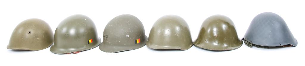 WORLD MILITARY COMBAT HELMET LOT OF 6: WORLD MILITARY COMBAT HELMET LOT OF 6 World Military combat helmet lot of 6. Russian, Belgian, Chinese, French, Swiss, Italian.
