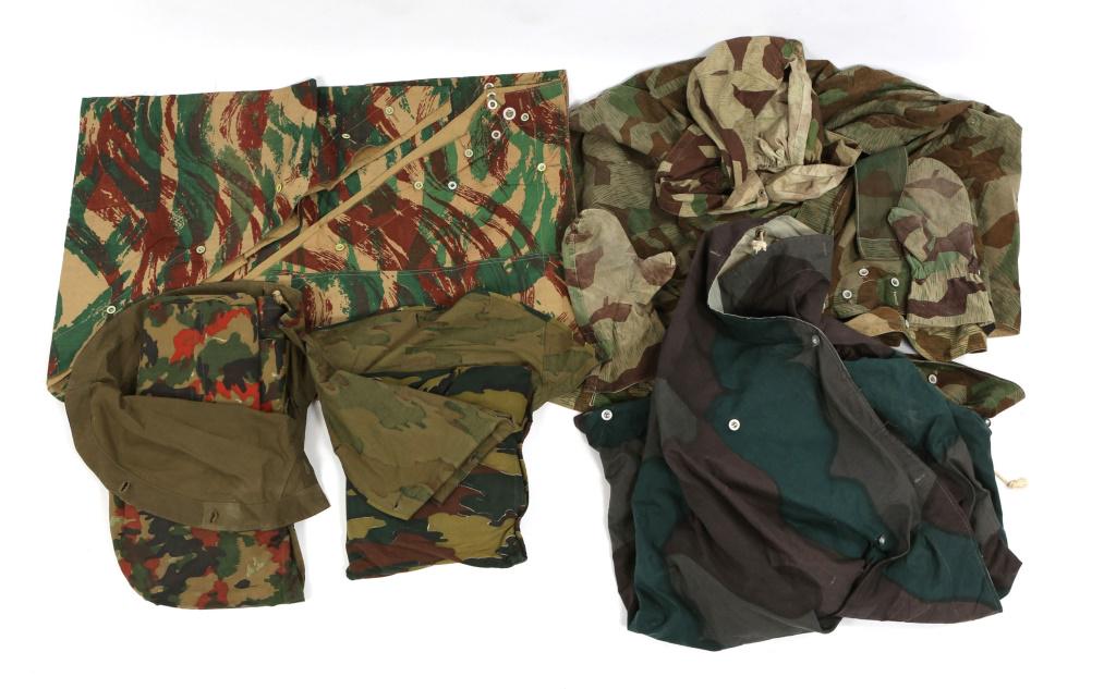 VIETNAM WAR ERA WORLD FIELD GEAR ITEM LOT: VIETNAM WAR ERA WORLD FIELD GEAR ITEM LOT Includes 3- world military half tents, camo poncho, and 2- tent flys. (Swiss, German, French , Belgian, Swedish)