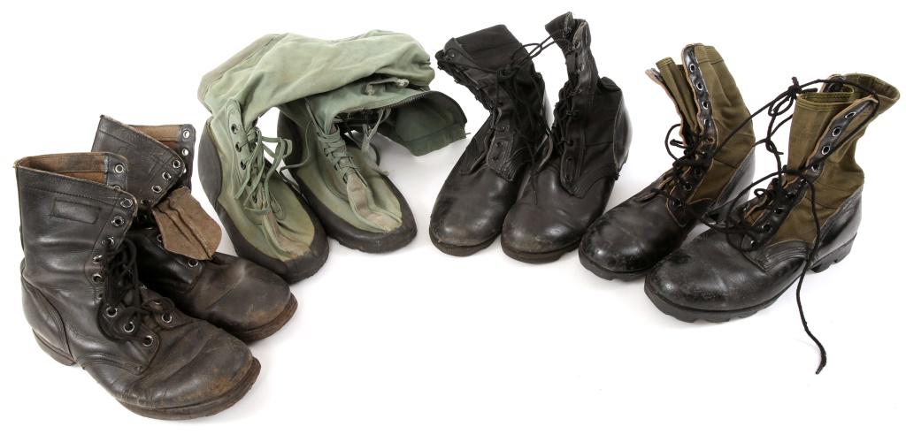 VIETNAM - DESERT STORM US ARMY BOOT LOT: VIETNAM - DESERT STORM US ARMY BOOT LOT 4 pair of US Army boots. Type N-1B Cold weather boots, jungle boots and more.
