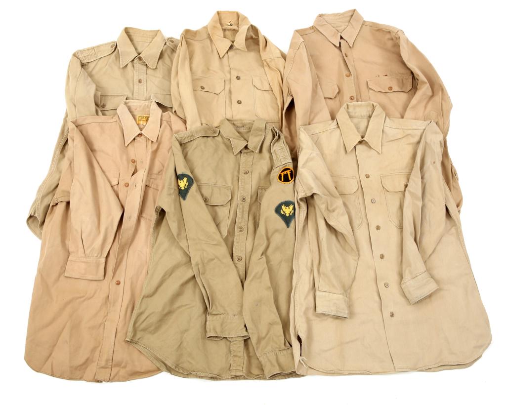 WWII KOREA WAR US ARMY KHAKI SUMMER SHIRT LOT OF 6: WWII KOREA WAR US ARMY KHAKI SUMMER SHIRT LOT OF 6 WWII - Korean War, US Army khaki summer cotton shirts, lot of 6. Size: Medium