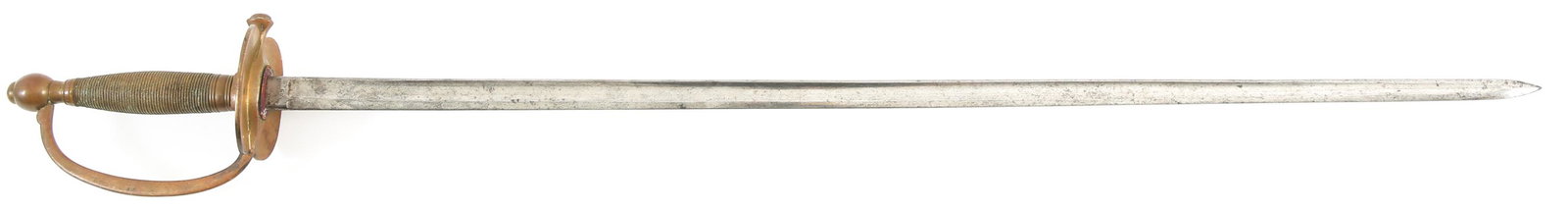 US CIVIL WAR INFANTRY NCO SWORD DATED 1864 BY AMES: US CIVIL WAR INFANTRY NCO SWORD DATED 1864 BY AMES Pattern 1840 Musician / NCO officer's sword. Deep fuller to single edge blade. Ricasso is marked with maker mark that reads "Chicopee MASS." and "J.F