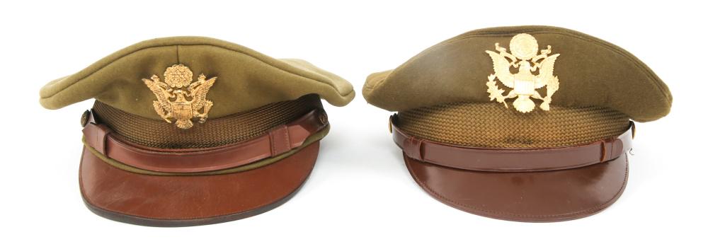 WWII US ARMY OFFICER WOOL HAT LOT OF 2: WWII US ARMY OFFICER WOOL HAT LOT OF 2 WWII US Army Officer wool hat, lot of 2. One tailor made with a small name tag " C.H. Knowles " inside, early Eagle front insignia by Meyer. One US Army issued w