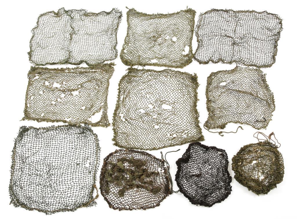 WWII US ARMY M1 COMBAT HELMET CAMO NET LOT OF 10: WWII US ARMY M1 COMBAT HELMET CAMO NET LOT OF 10 WWII US Armed Forces M1 combat helmet camo net, lot of 10.