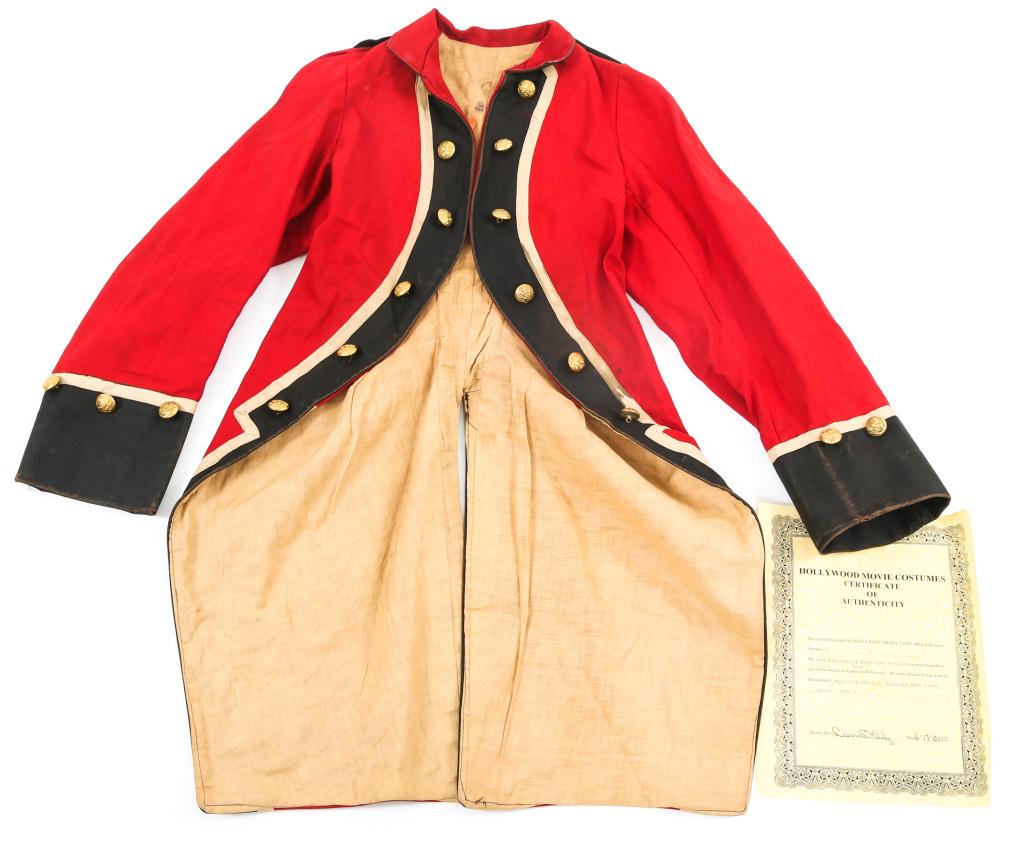 REVOLUTIONARY WAR HOLLYWOOD COSTUME MOVIE PROP: REVOLUTIONARY WAR HOLLYWOOD COSTUME MOVIE PROP Revolutionary War red Coat tunic movie prop. Includes CoA from Hollywood Movie Costumes. Size: Small