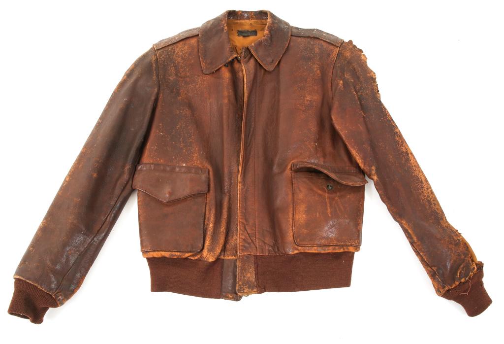 WWII MAJOR GENERAL HUBERT HARMON A2 FLIGHT JACKET: WWII MAJOR GENERAL HUBERT HARMON A2 FLIGHT JACKET WWII US Army Air Force, Major General Hubert Harmon A2 leather flight jacket. Well stamped inside the linen " H.R HARMON ". Signs of name tag and squa