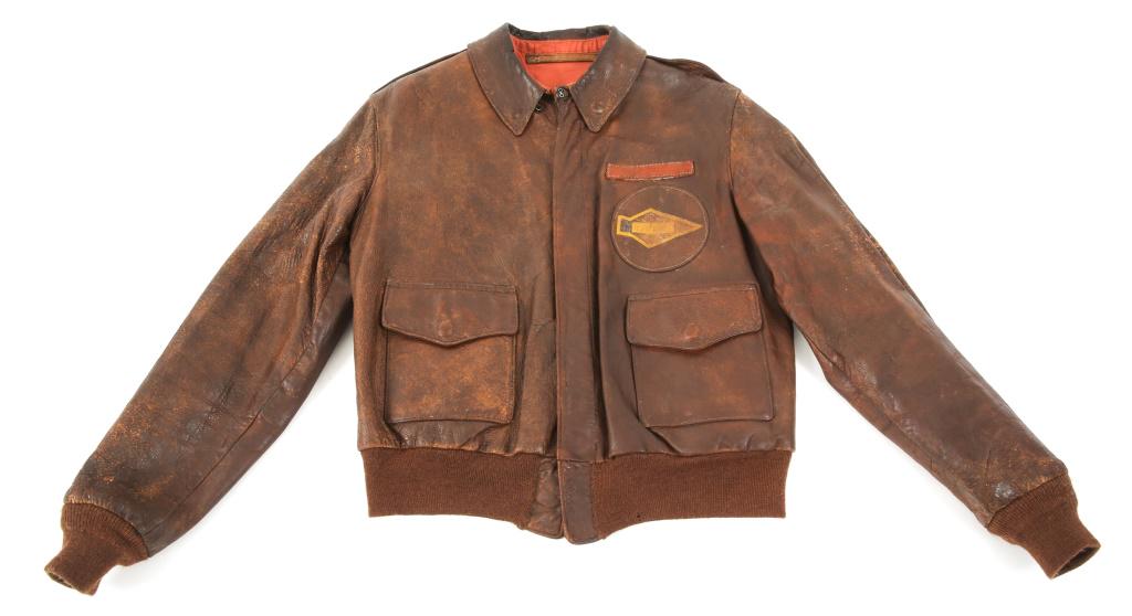 WWII USAAF WRIGHT FIELD NAMED A2 FLIGHT JACKET: WWII USAAF WRIGHT FIELD NAMED A2 FLIGHT JACKET WWII US Army Air Force Wright Field named A2 leather flight jacket. Name tag read " W.R O'Brien " above a one piece leather construction, painted Wright 