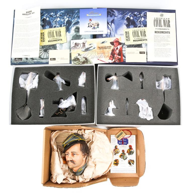 CIVIL WAR MINIATURE ARTILLERY SETS BY W. BRITAIN: CIVIL WAR MINIATURE ARTILLERY SETS BY W. BRITAIN 1- American Civil War Regiments, Union Artillery Set complete in box by W. Britain. 2-American Civil War Regiments, Confederate States Artillery Set co