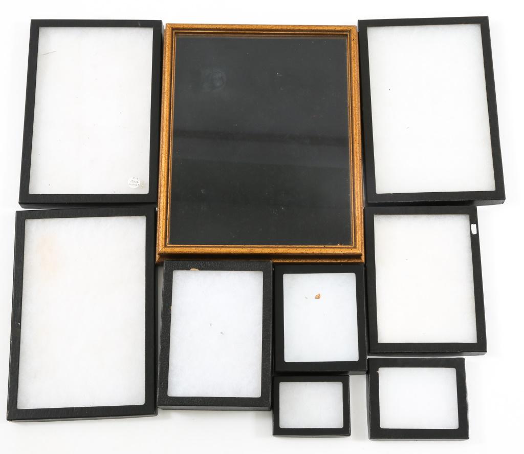 RIKER MOUNT & PRESENTATION FRAME LOT: RIKER MOUNT & PRESENTATION FRAME LOT Mixed sizes ranging from 4.25'' by 3.25'' to 12.5'' by 8.25''. Presentation frame bears a bronze color frame with steel wire for hanging measures 15.5'' by 12''. S