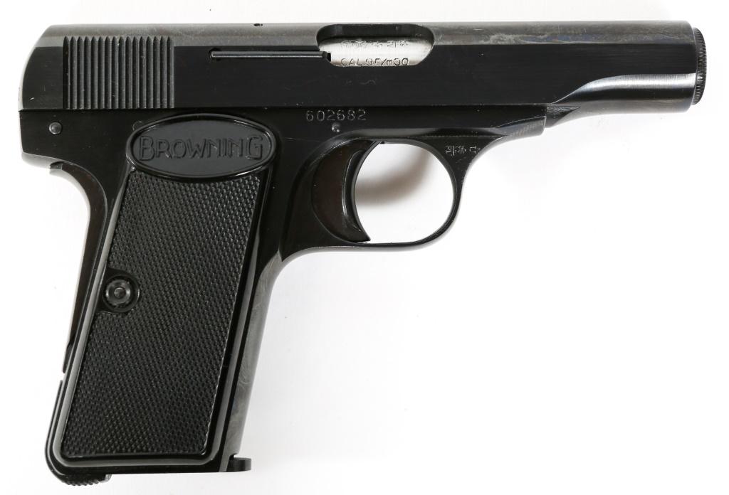 FN BROWNING MODEL 1955 .380 CAL SEMI-AUTO PISTOL: FN BROWNING MODEL 1955 .380 CAL SEMI-AUTO PISTOL FN Browning model 1955 .380 ACP semi-automatic pistol, with Browning soft case and owners manual. Barrel stamped with Liege mark, Belgian proofs and "C