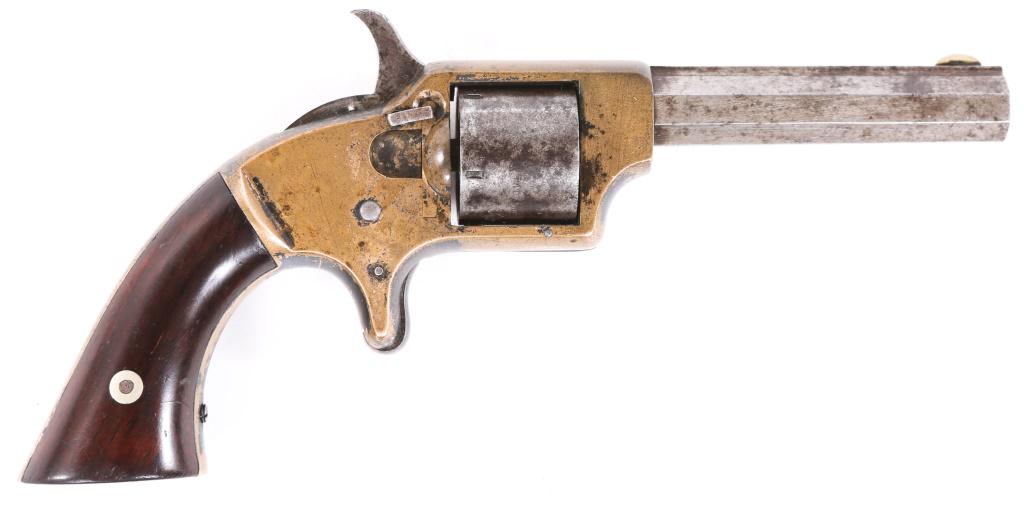 SPRINGFIELD ROLLIN WHITE .30 CAL POCKET REVOLVER: SPRINGFIELD ROLLIN WHITE .30 CAL POCKET REVOLVER Springfield Rollin White .30 caliber Pocket Revolver. Manufactured for Smith & Wesson under the infringement of Rollin White's patent. The cylinder is 