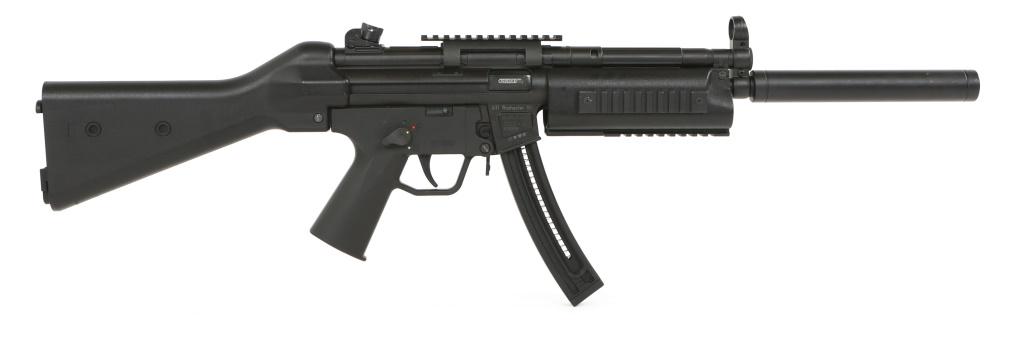 GERMAN SPORT GUNS MODEL GSG-5 .22 LR CARBINE: GERMAN SPORT GUNS MODEL GSG-5 .22 LR CARBINE German Sport Guns model GSG-5 .22LR semi-automatic Carbine. Carbine features black synthetic stock, with pistol grip, one magazine, picatinny rails on fore