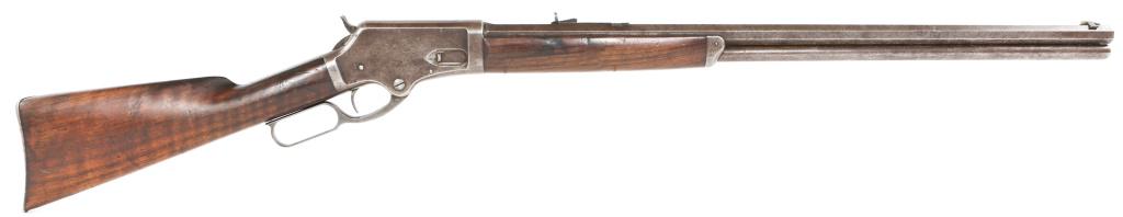 1882 MARLIN MODEL 1881 .40-60 WIN RIFLE: 1882 MARLIN MODEL 1881 .40-60 WIN RIFLE 1882 Marlin model 1881 .40-60 Win lever-action rifle. Rifle features 28" octagonal barrel, with full length tubular magazine, sporting sights, varnished walnut 