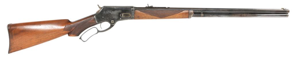 1886 MARLIN DELUXE MODEL 1881 .45-70 GOVT. RIFLE: 1886 MARLIN DELUXE MODEL 1881 .45-70 GOVT. RIFLE 1886 Marlin Deluxe model 1881 .45-70 Govt. lever-action rifle. Rifle features 28" octagonal barrel, with full length tubular magazine, sporting sights,
