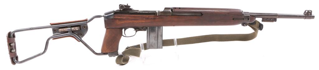 WWII US INLAND M1A1 .30 CAL FOLDING STOCK CARBINE: WWII US INLAND M1A1 .30 CAL FOLDING STOCK CARBINE WWII US Inland 3rd block production model M1A1 .30 caliber folding stock carbine. Carbine features blued finish, Inland low-wood "IO" marked walnut st