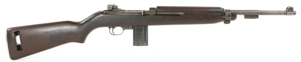 WWII US WINCHESTER MODEL M1 .30 CALIBER CARBINE: WWII US WINCHESTER MODEL M1 .30 CALIBER CARBINE WWII US Winchester, 2nd block production, model M1 carbine semi automatic rifle, chambered in .30 carbine. Serial number dates receiver to December 1943
