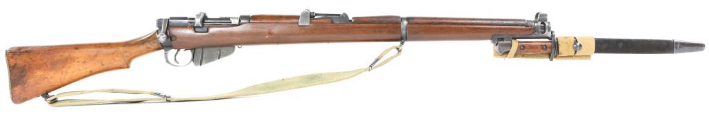 1955 BRITISH ISHAPORE RFI No1 MK3* .303 BRIT RIFLE: 1955 BRITISH ISHAPORE RFI No1 MK3* .303 BRIT RIFLE 1955 British Ishapore RFI No.1 MK3* .303 British bolt-action rifle, with bayonet, scabbard and frog. Bayonet stamped: crown over "G.R.I Mk.II," dated