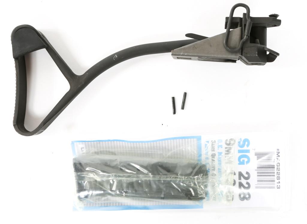 AK-74 FOLDING STOCK & SIG 228 MAGAZINE: AK-74 FOLDING STOCK & SIG 228 MAGAZINE AK-74 metal folding stock and SIG 228 magazine (in original packaging).