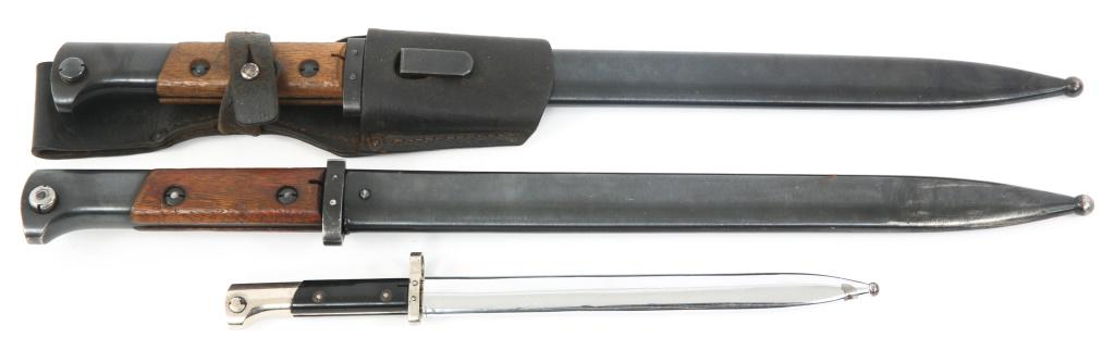 WWII GERMAN CZECH VZ-24 & MINI BAYONETS LOT OF 3: WWII GERMAN CZECH VZ-24 & MINI BAYONETS LOT OF 3 Lot of 3 WWII German Occupied Czechoslovakian and Miniature Bayonets. (1) WWII German VZ-24 Bayonet, blued blade, marked "dot", matching serial numbers