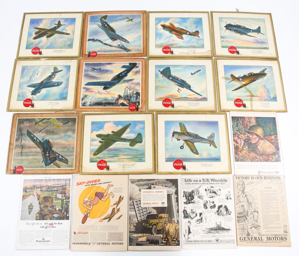 WWII US ADVERTISEMENT LOT WAR BONDS MANUFACTURING: WWII US ADVERTISEMENT LOT WAR BONDS MANUFACTURING WWII US War Time Advertisement grouping. Lot includes Advertisements from General Motors, Western Electric, Texaco, Autocar trucks, and a collection o