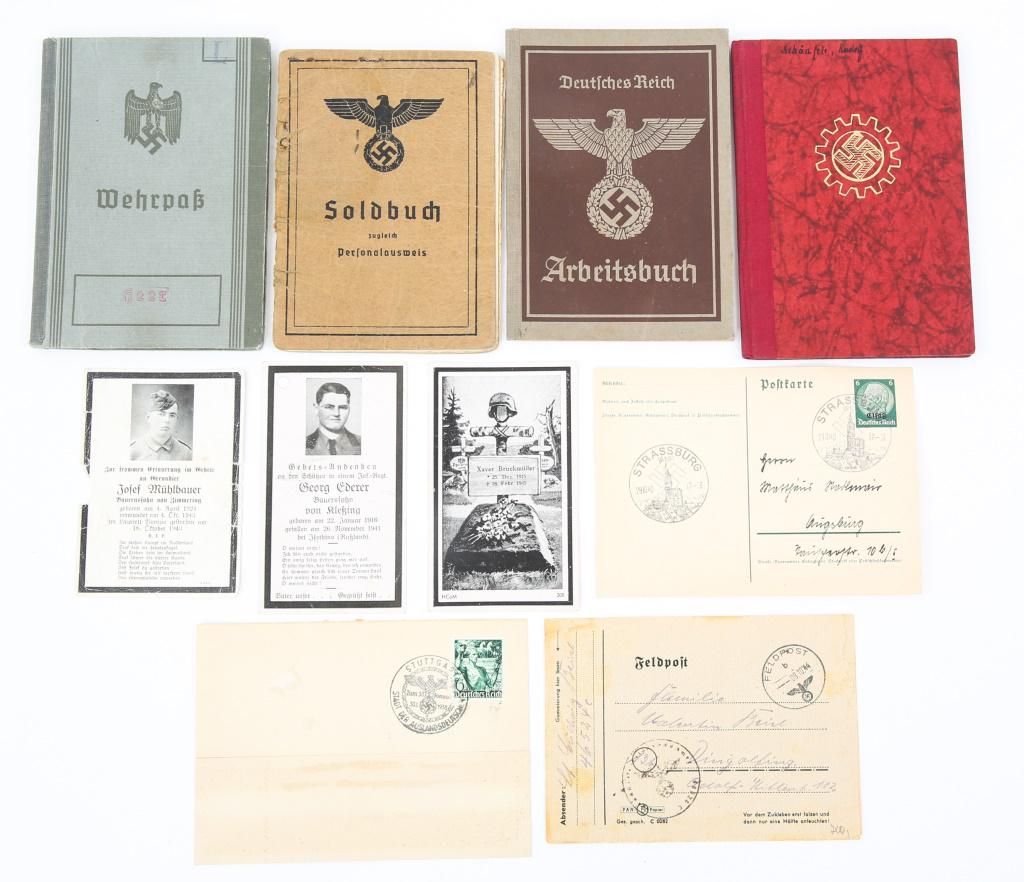WWII GERMAN ID & RECORDS AUSWEIS BOOKLETS LOT: WWII GERMAN ID & RECORDS AUSWEIS BOOKLETS LOT Lot includes : Labor Force Membership book named & dated, Soldier's Military Identity Card named & dated with photo, Heer Wehrpass named & dated with phot