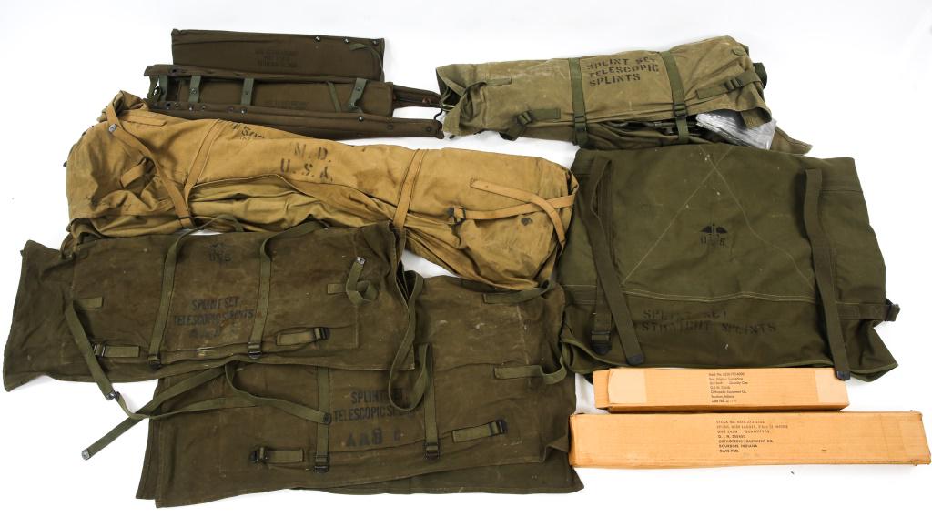KOREAN - VIETNAM WAR US ARMY SPLINTS & BRACE LOT: KOREAN - VIETNAM WAR US ARMY SPLINTS & BRACE LOT Lot of US Army Splints, Braces, Crutches and other rehabilitation apparatus. Lot includes: Wire ladder splints, braces, and padded crutches, most of wh