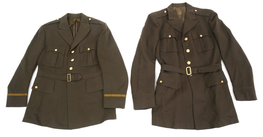 WWII & KOREAN WAR US ARMY NAMED DRESS TUNICS LOT: WWII & KOREAN WAR US ARMY NAMED DRESS TUNICS LOT 1- Dress Uniform Tunic, tailor made by Stanbury & Co. Dated 9-28-1951 named to Gilbert, Robinson. Size : 44. 1-Dress Uniform Tunic, made by Har Schaffn