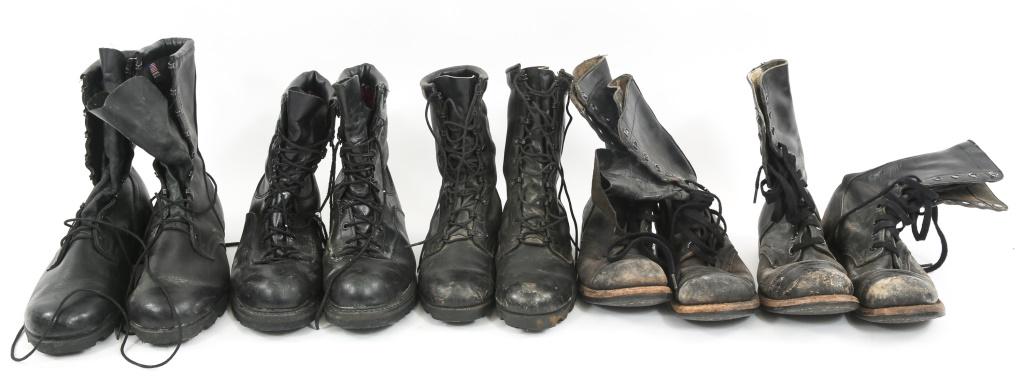 EARLY TO LATE VIETNAM ERA COMBAT BOOTS LOT: EARLY TO LATE VIETNAM ERA COMBAT BOOTS LOT Lot of Vietnam era Combat Boots. Mixed manufacturers Altama, Matterhorn, slipknot soles and more. Two pairs of early 1960's Combat / Jump boots with Slipknot
