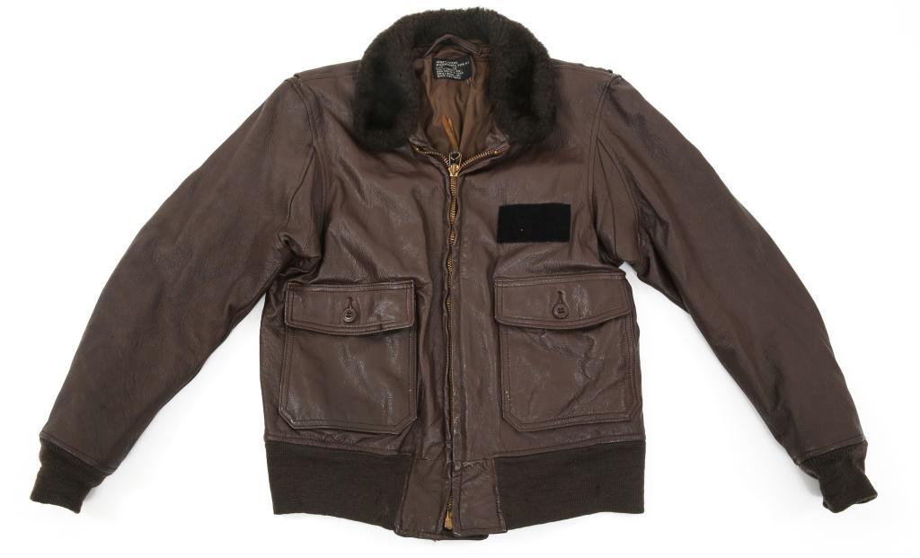 US ARMED FORCES AVIATOR'S G-1 FLIGHT JACKET: US ARMED FORCES AVIATOR'S G-1 FLIGHT JACKET US Armed Forces Aviator's G-1 Leather Flight Jacket. Tag marked "Jacket, Flyer's Intermediate, Type G-1". Size: 42