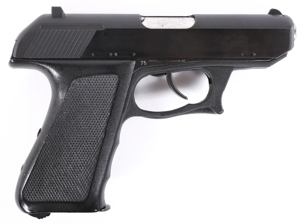 HECKLER & KOCH MODEL P9S 9mm PISTOL: HECKLER & KOCH MODEL P9S 9mm PISTOL Heckler & Koch model P9S 9mm semi-automatic Pistol. Black synthetic frame and grips. Blued finish. One magazine. Davidson & Son import mark on right side of frame. 
