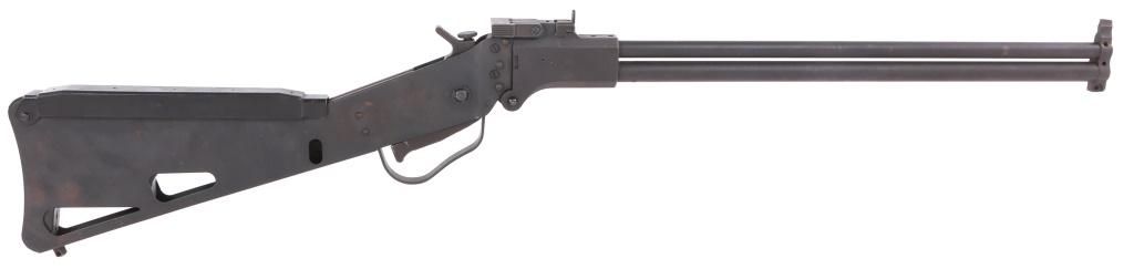 SPRINGFIELD M6 SCOUT .22 LR / .410 GA COMBO GUN: SPRINGFIELD M6 SCOUT .22 LR / .410 GA COMBO GUN Springfield model M6 Scout .22LR/.410GA Combo Survival Gun. Parkerized finish. Break-over action. Ammunition compartment in top of buttstock. Right side