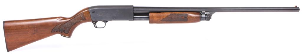ITHACA MODEL 37 FEATHERLIGHT 12 GAUGE SHOTGUN: ITHACA MODEL 37 FEATHERLIGHT 12 GAUGE SHOTGUN Ithaca model 37 Featherlight 12 gauge pump-action shotgun. 2.75” chamber. Improved Cylinder choke. Satin finished checkered walnut stock, and blued fini