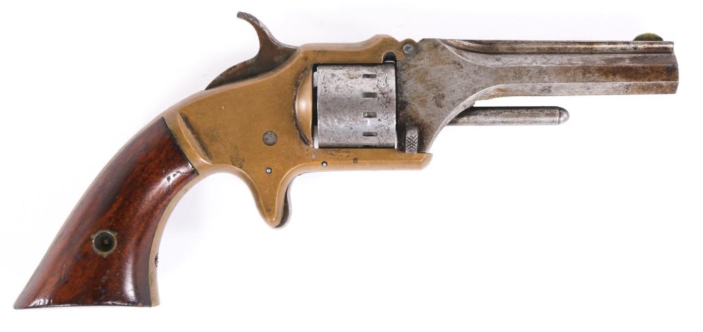 AST CO. 2nd MODEL .22 CAL POCKET REVOLVER: AST CO. 2nd MODEL .22 CAL POCKET REVOLVER American Standard Tool Co. .22 caliber 7-shot single action Tip-Up revolver. Matching serial numbers on cylinder face, barrel and grip frame. Spur trigger. 3"