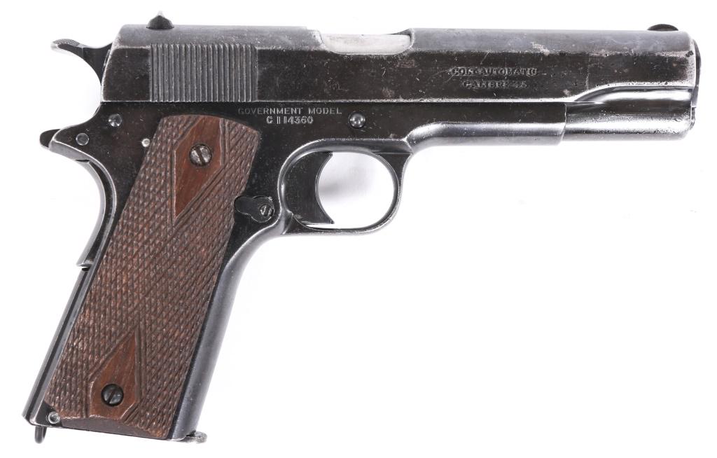 1919 ARGENTINE COLT 1911 GOVT MODEL .45 ACP PISTOL: 1919 ARGENTINE COLT 1911 GOVT MODEL .45 ACP PISTOL 1919 Colt 1911 Government Model .45 ACP semi-automatic pistol. Matching serial numbers on frame and barrel. Checkered walnut grips. High polish blued