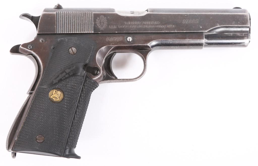DGFM FMAP SISTEMA COLT MODEL 1927 PISTOL: DGFM FMAP SISTEMA COLT MODEL 1927 PISTOL DGFM FMAP Sistema Colt Model 1927. Colt manufactured, Argentine produced 1911. 11.25mm. Does not include magazine. Replaced Pachmayer grips. The pistol feature