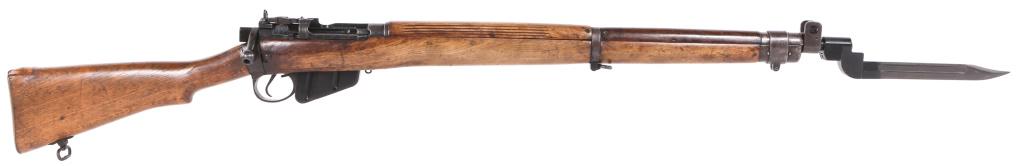 BRITISH BSA NO.4 MKI (F) FTR .303 BRIT RIFLE: BRITISH BSA NO.4 MKI (F) FTR .303 BRIT RIFLE British BSA Enfield No. 4 MK I (F) FTR .303 bolt action Rifle, with No. 9 Bayonet. The receiver is marked "No. 4 MK I (F) FTR 49Y5203". Trigger guard assem