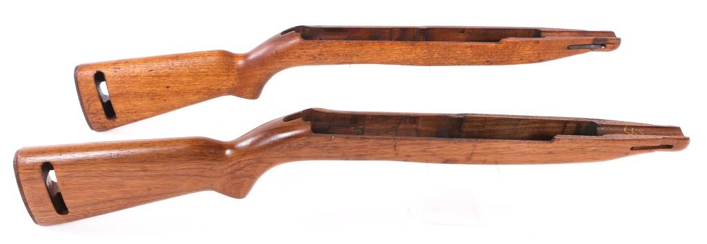 IVER JOHNSON M1 CARBINE WALNUT STOCK LOT OF 2: IVER JOHNSON M1 CARBINE WALNUT STOCK LOT OF 2 Iver Johnson M1 Carbine Walnut Stock Lot of 2. Oval sling well. Low wood cut.